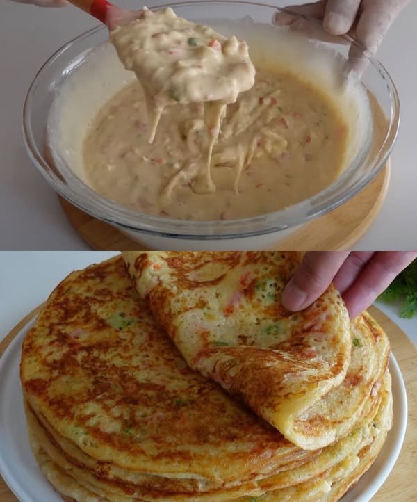 Massa de panqueca com legumes