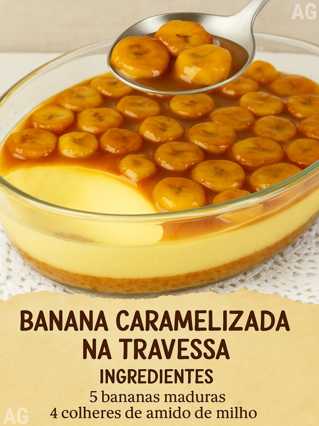 Banana Caramelizada na travessa