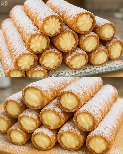Cannoli doce com massa de pastel