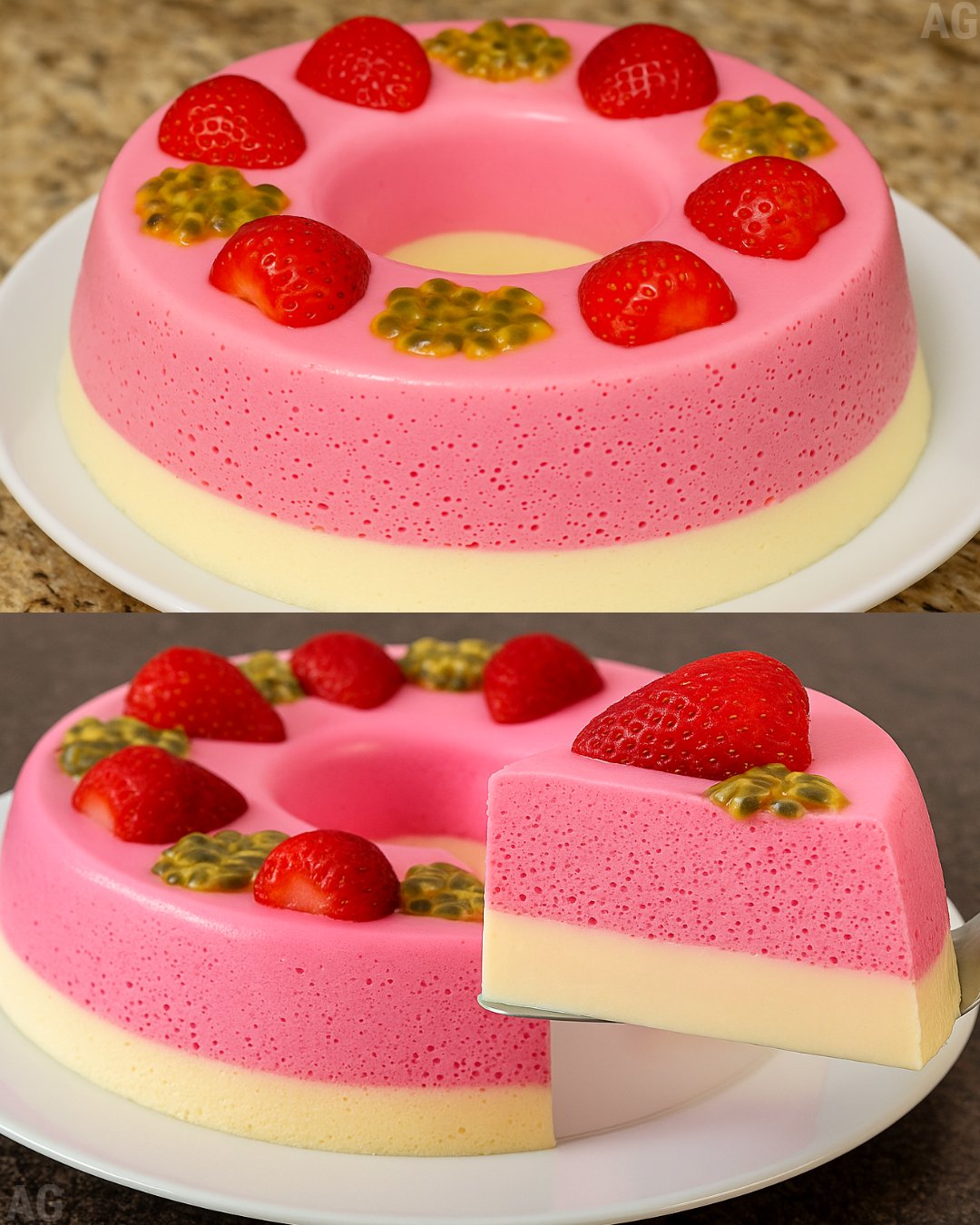 Pudim cremoso de 2 sabores sem leite condensado