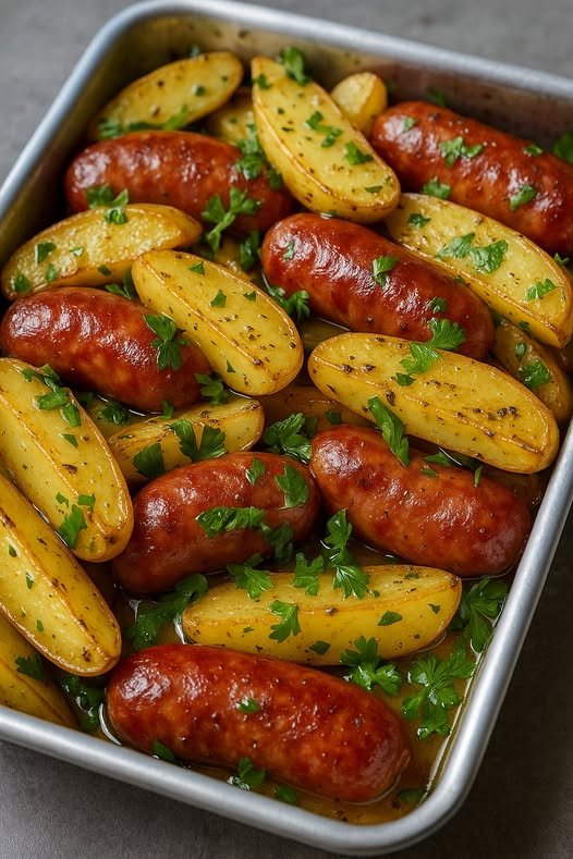 Linguiça assada com batata e maionese