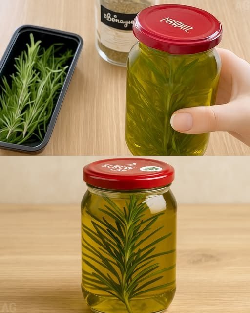 Coloque um pouco de alecrim com azeite em um vidro