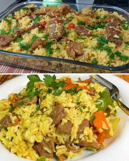 Arroz caipira com costelinha de porco