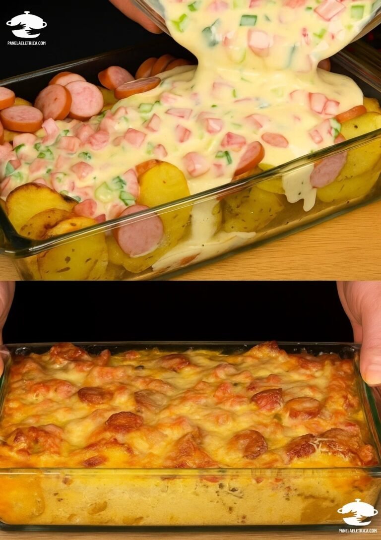 Batata Gratinada com Salsicha