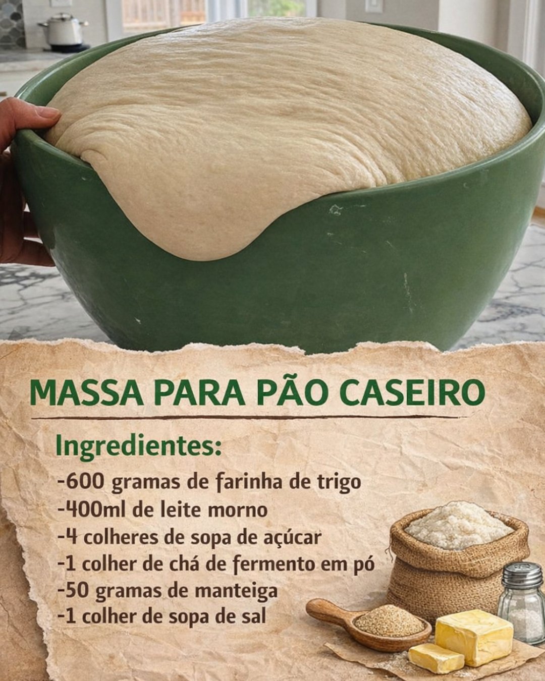 Massa para pão caseiro